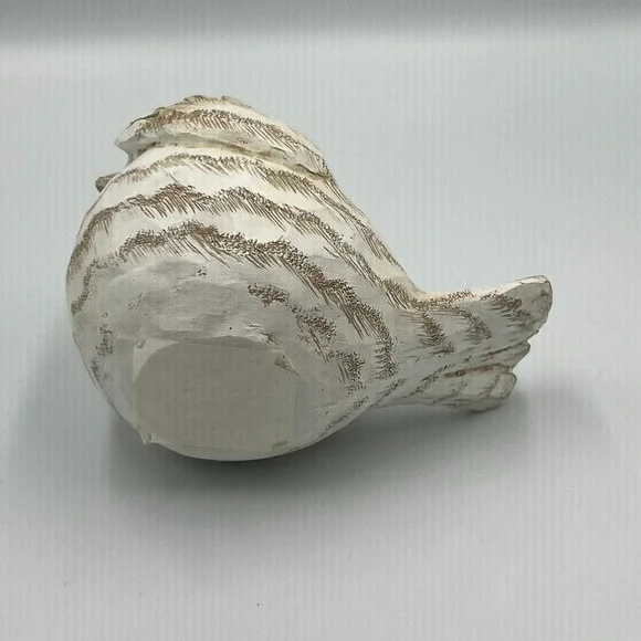 Bird Figurine Home Decor Small White Brown Very Good Faux Wood Carved - Picture 4 of 6